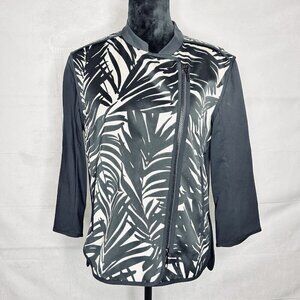 Lafayette 148 Blazer Womens Sz S Black White Animal Print Jacket Zipper